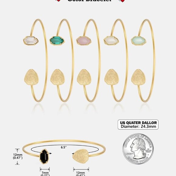 OZEL Women's Colorful Crystal Gold Cuff Bracelet - Picture 5 of 6